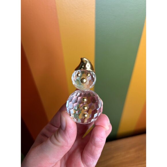 Swarovski crystal mini snowman paperweight sun catcher - head glued back on - Picture 2 of 4